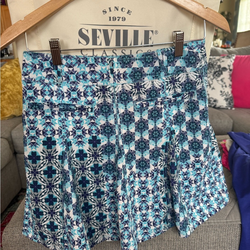 ATHLETA Blue Patterned Women's Skort- skirt with shorts